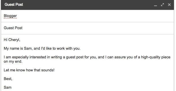 Blogger outreach email template