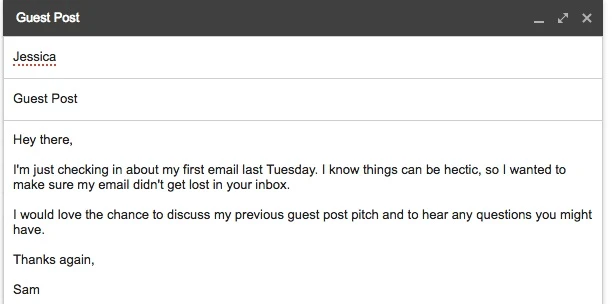 Blogger outreach email template
